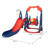 3 in 1 Slide and Swing Set W/Basketball Hoop 1-8 Years Old Children