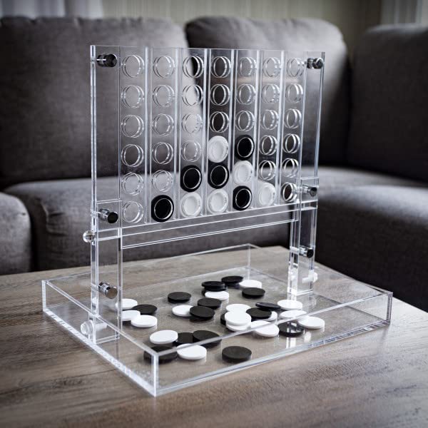 Trademark Games Acrylic 4 in a Row Game ? Fun Strategy Game and Tabletop Decoration ? Functional Desk Decor (Black and White)