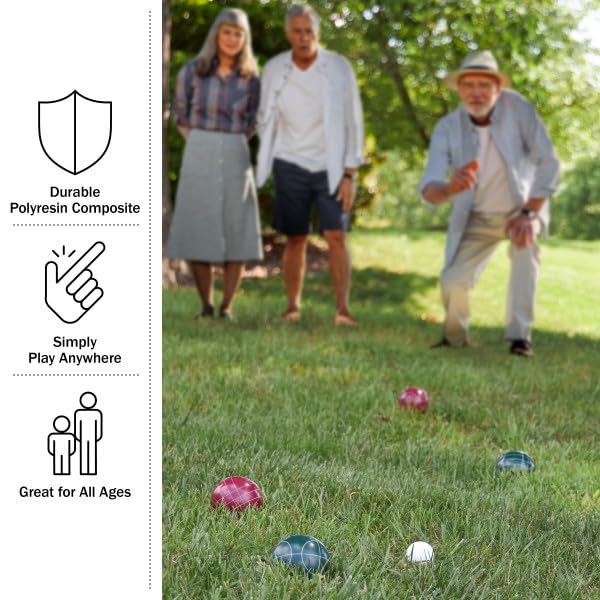 Bocce Ball Set Regulation Size - Lawn Game for Backyard or Beach -