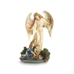 Guardian Angel with Children Stone Resin Figurine Multi Color