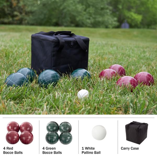 Bocce Ball Set Regulation Size - Lawn Game for Backyard or Beach -