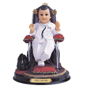 9" h Child Doctor On Chair Statue Baby Jesus Kid Religious Figurine Multi Color Polyresin