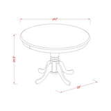 East West Furniture 3 Piece Kitchen Table Set- a Round Dining Table and 2 Linen Fabric Upholstered Chairs, (Finish Options)