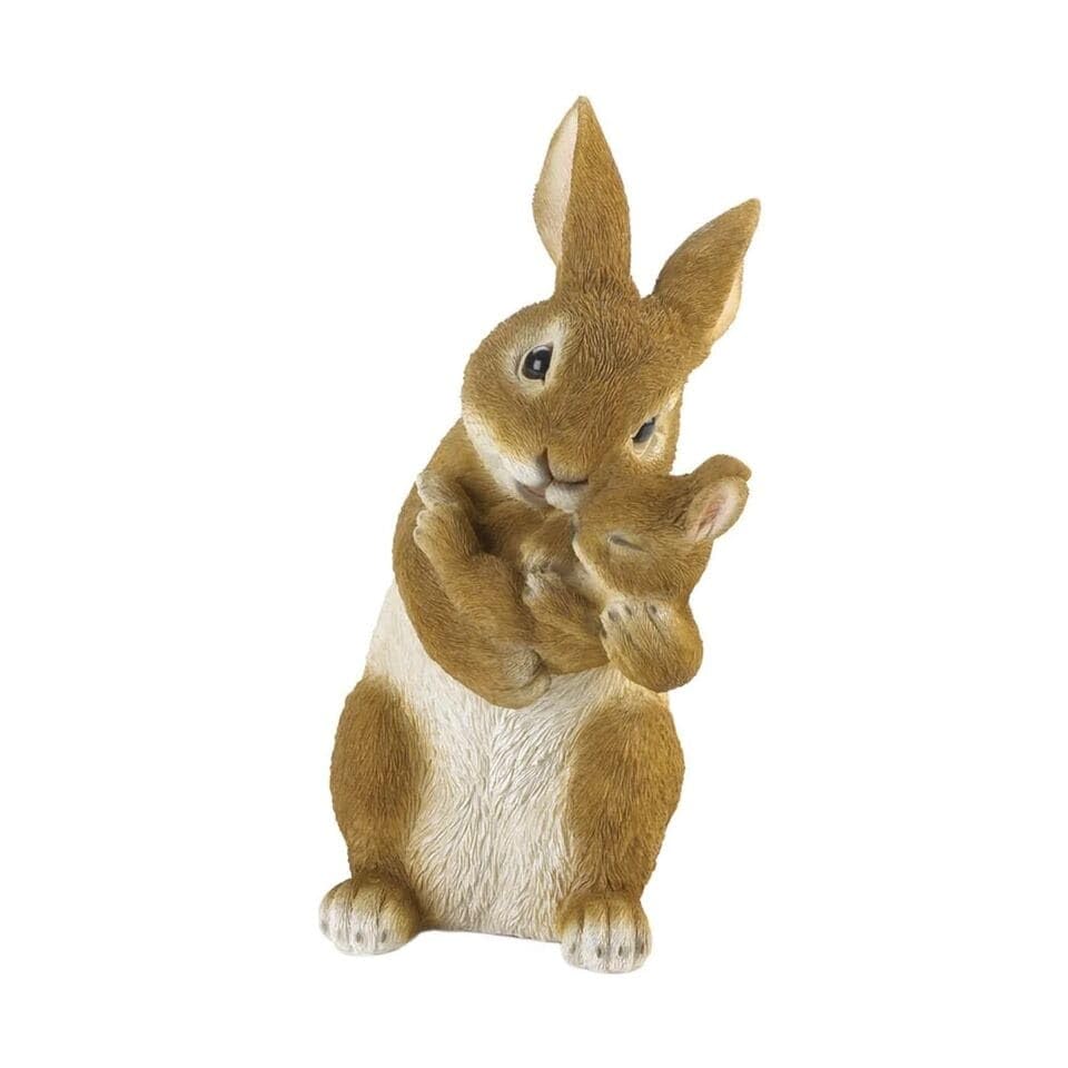 Mom and Baby Bunny Figurine Polyresin