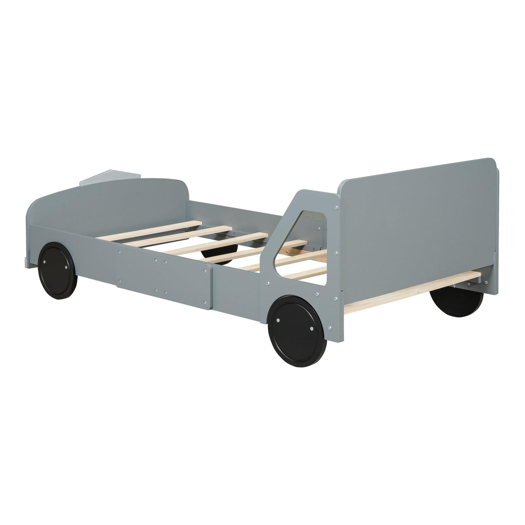 Twin Size Bed Kids Car Grey Mid-Century Modern Contemporary