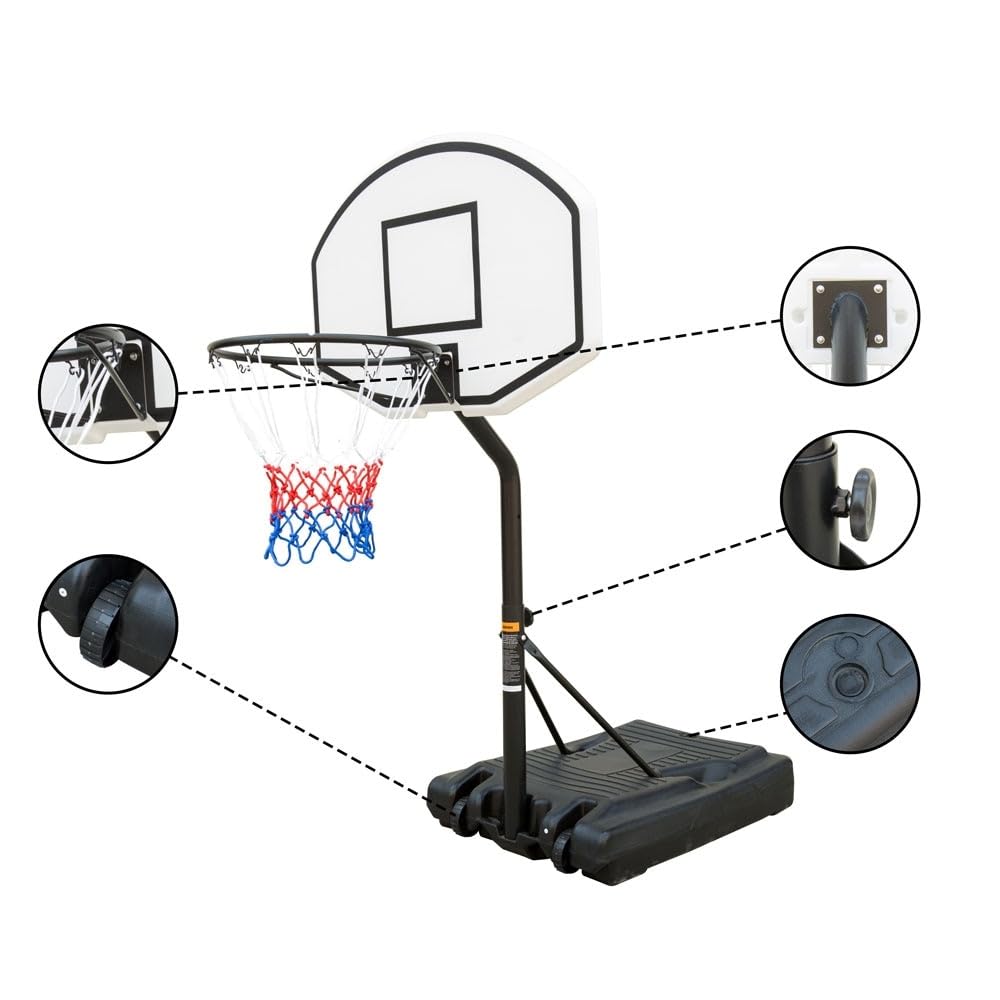 Portable Basketball Hoop 3.1ft to 4.7ft Height-Adjustable System