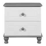 Wooden Nightstand with Two Drawers for Table Bedroom Grey Wood