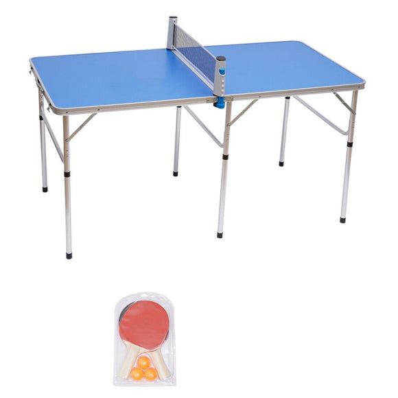 60 X 30in Portable Mid-Size Table Tennis Game Set with Racket Blue