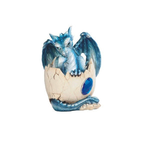 4" h Fantasy September Birthstone Blue Dragon Baby in Egg Figurine Polyresin