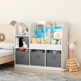 Kids Multifunctional Bookcase Toy Storage Organizer W/ 3 Collapsible