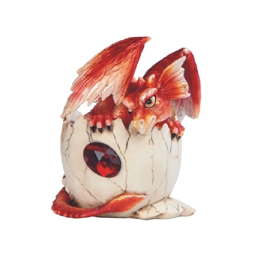 4" h Fantasy January Birthstone Red Dragon Baby Figurine Polyresin