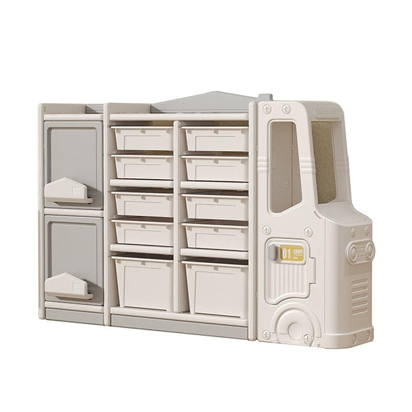 57.09 in Children's Toy Storage Cabinets Grey with 10 Drawers Plastic Handmade