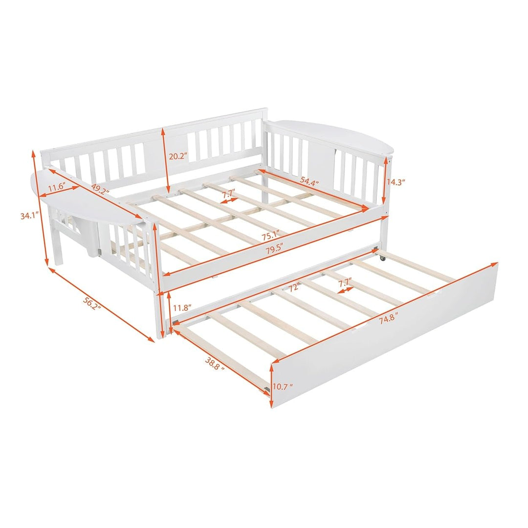 Elegant Design Twin Size Daybed Wood Bed Kids with Two Drawers Brown