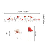 Delicate Flowers with Poppies Wall Stickers Decals