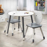 Kids Table and Chair Set Black Grey White Modern Contemporary Transitional Round MDF 3 Piece Painted Includes Hardware