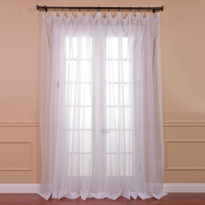 96 Inch Girls White Solid Color Extra Wide Voile Sheer Curtain Single Panel, Snow Color Window Drapes, Kids Themed Blackout Rod Pocket Playful Luxurious, Polyester