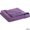 108 x 90 Inch King Plum Lightweight Sheet Style Throw Blanket for Kids, Purple Solid Color Fleece Micro Flannel Woven Knit, 4 Inch Matching Dyed Satin Classic Traditional Polyester