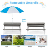 Grey oden Kids Convertible Picnic Table with Umbrella Rectangular