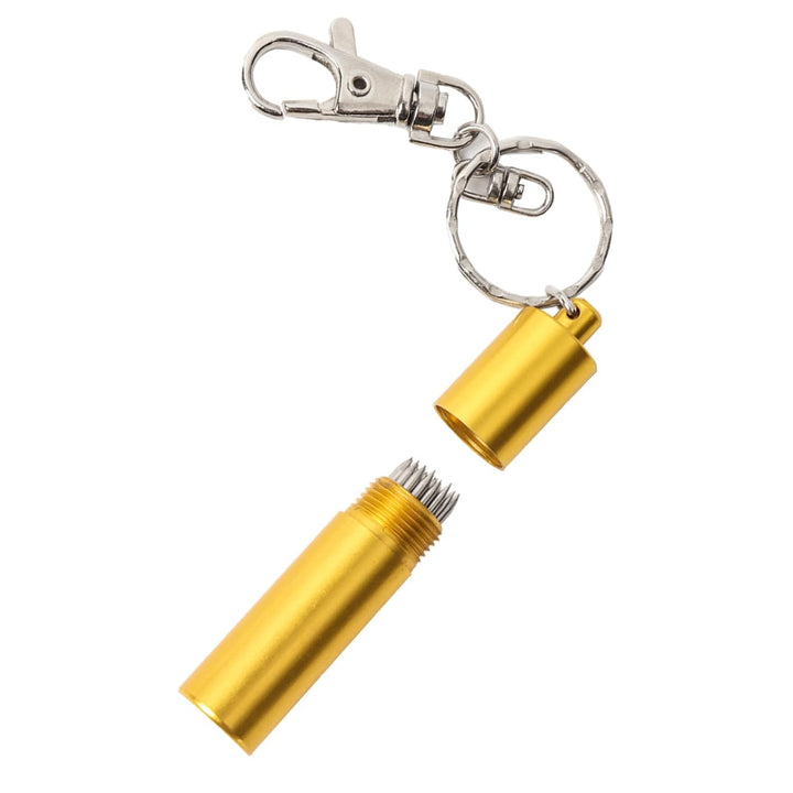 Billiard Pool Cue Stick Tip Shaper Repair Tool with Keychain Accessory Gold