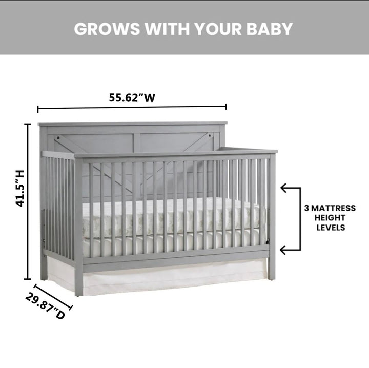 Oxford Baby Montauk 4-in-1 Convertible Crib Barn GreenGuard