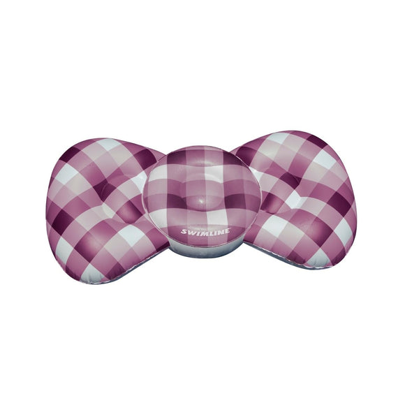 Inflatable Purple and White Checkered Bow Tie Lounge Swimming Pool Float 76-inch 76