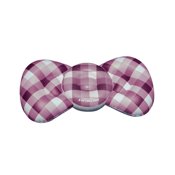 Inflatable Purple and White Checkered Bow Tie Lounge Swimming Pool Float 76-inch 76"