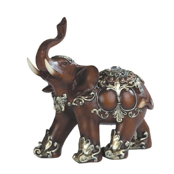 6" h Decorative Wood Like Thai Elephant with Baby Statue Decoration Religious Figurine Brown Polyresin