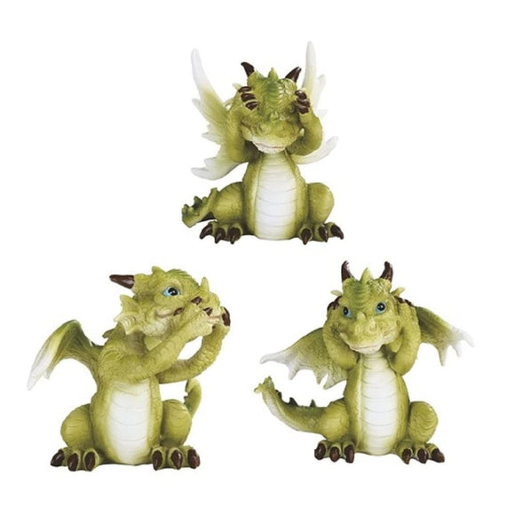 Hear See Speak No Evil Cute Green Dragon Baby 3.5