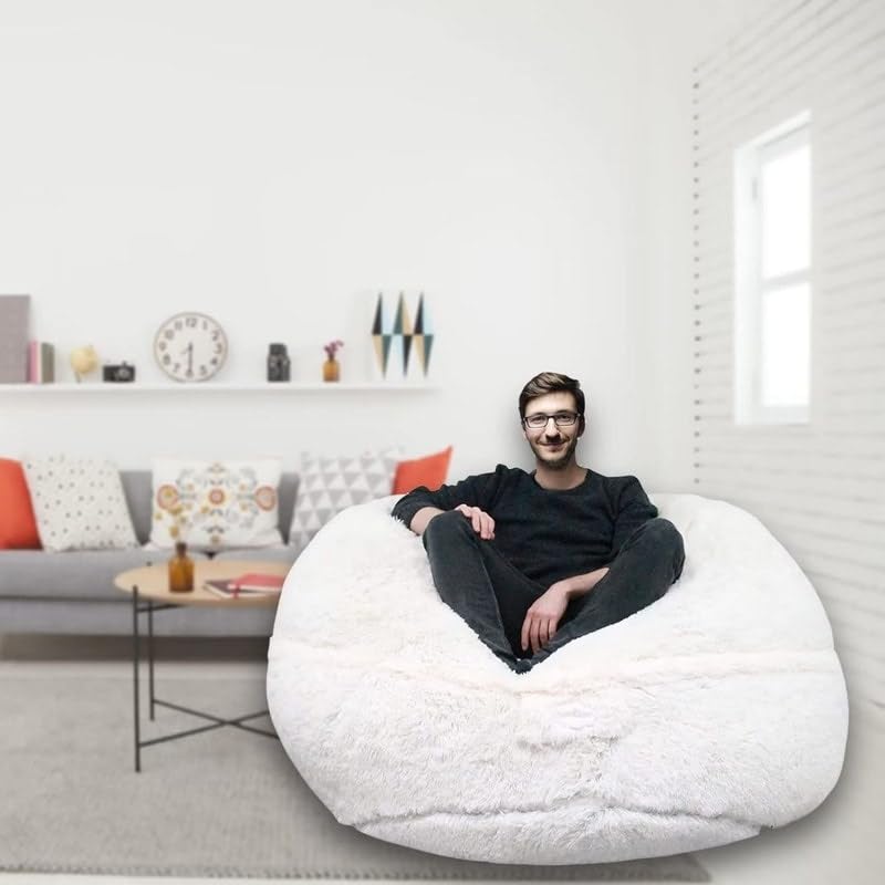 Bean Bag Chairs (Cover Only) 4ft White Traditional