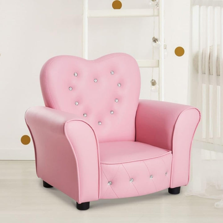 Kids Tufted Upholstered Chair rincess Couch with Diamond Decoration