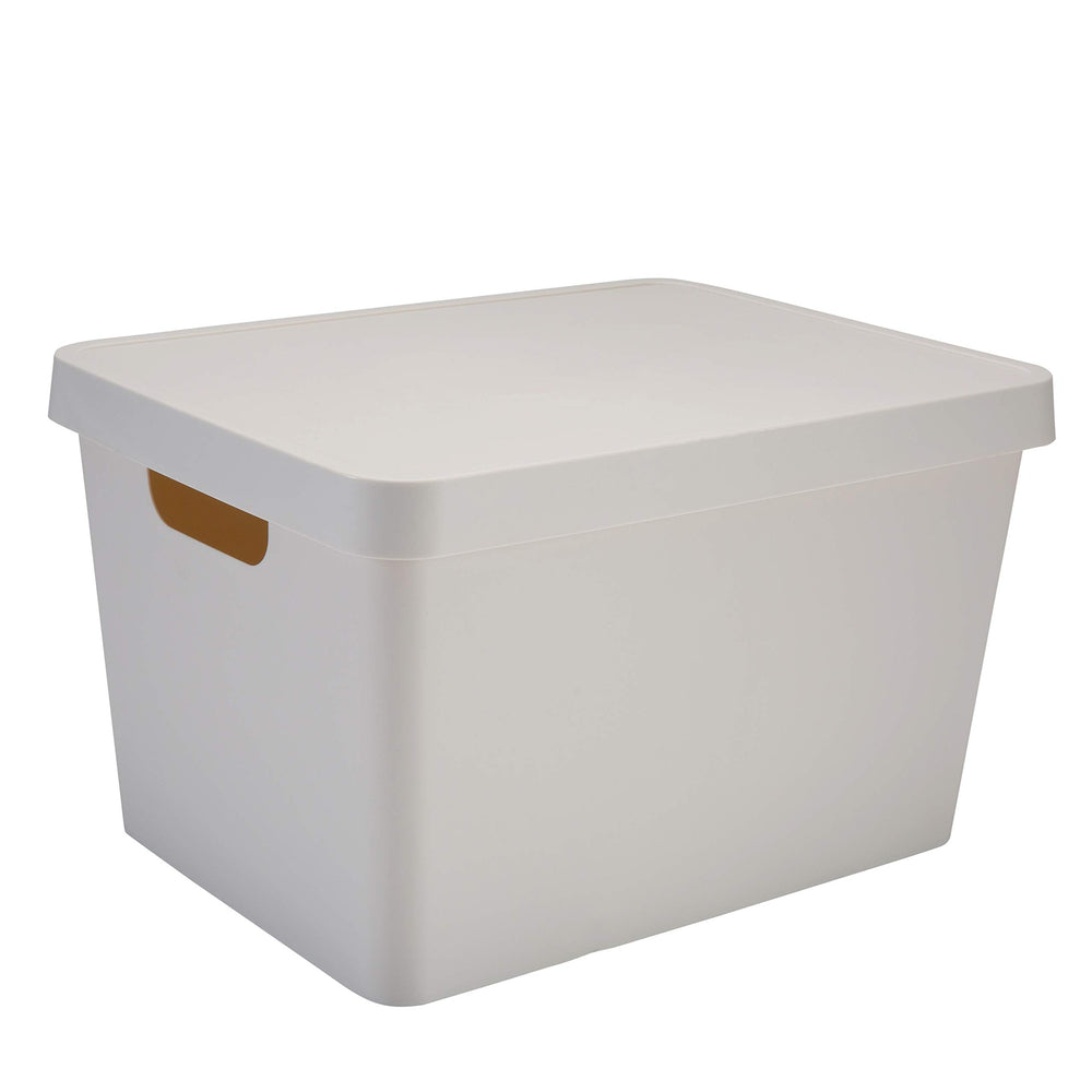 Simplify Large Vinto Storage Box | Stackable | Home Organization | Bathroom | Accessories | Toys | Closet | 2 Handles | Ivory