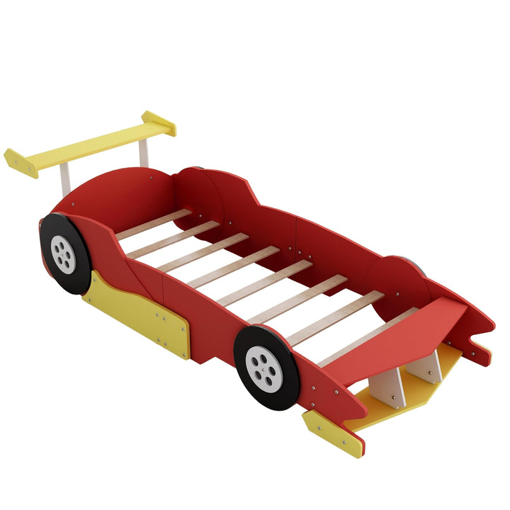 Twin Size Bed Kids Car Red Mid-Century Modern Contemporary