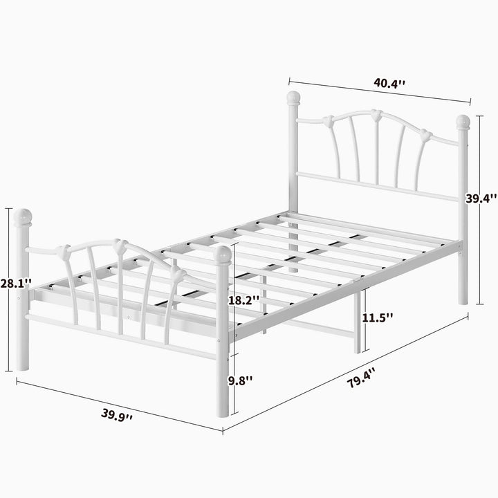 Twin Bed Frame for Kids White Modern Contemporary Metal Natural Finish