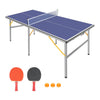 Mid-Size Table Tennis W/Net 2 Paddles 3 Balls Blue