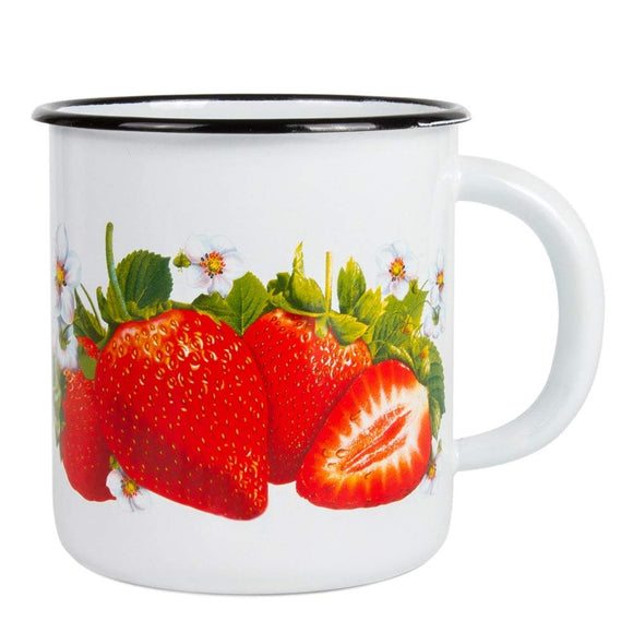 33.8-oz Strawberry White Mug Multi Color