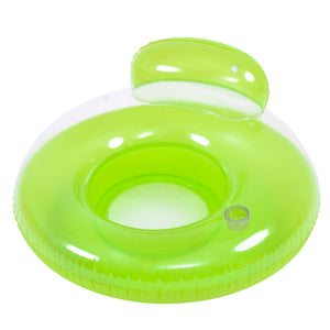 46.5" Green Inflatable Inner Tube Pool Float with Backrest Plastic