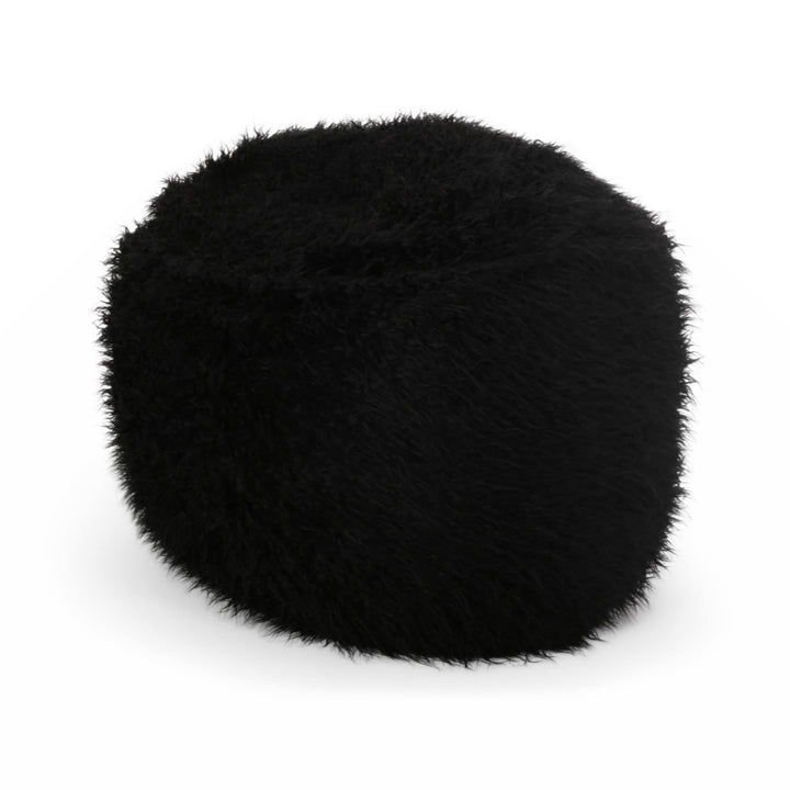 5 Foot Rounded Fur Bean Bag Black Modern Contemporary Cotton