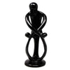 Global Crafts Hand Carved Soapstone 10-inch Tall Family Sculpture in Black, 1 Parent 2 Children