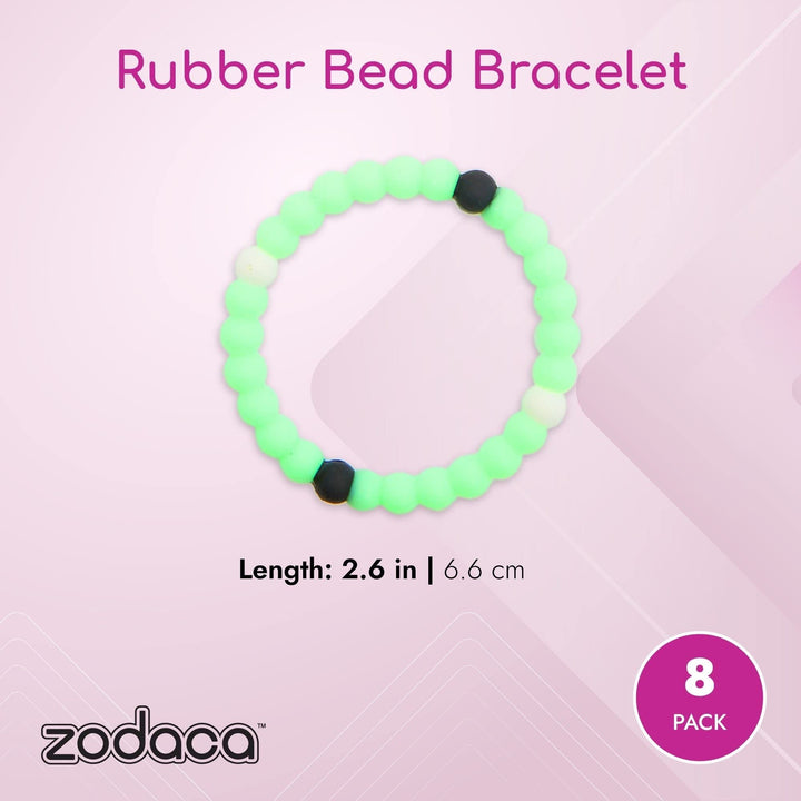 Rubber Beaded Bracelets Girl Jewelry for Women Men Kids Teens (8 Pack)