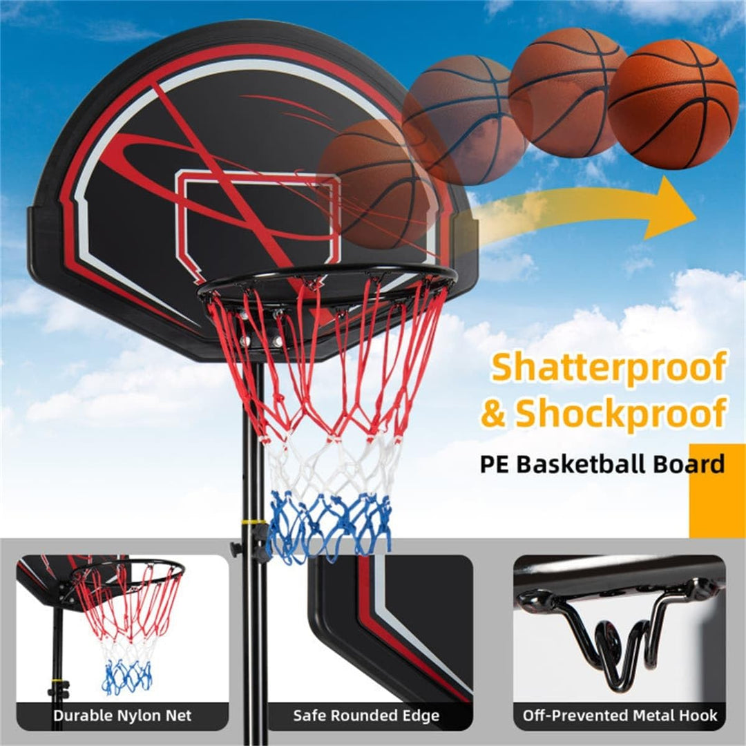 Portable Basketball Hoop Stand with Wheels and 2 Nets Black