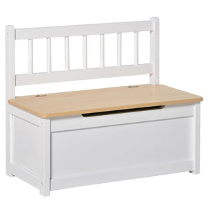 2-in-1 Kids Wooden Toy Storage Bench with Safety Pneumatic Rod Natural Modern Contemporary Rectangular MDF Pine 1 Piece