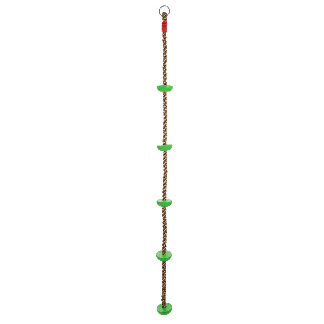 Green e Climbing Rope For Kids with Foot Hold Platforms Knotted