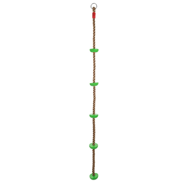Green e Climbing Rope For Kids with Foot Hold Platforms Knotted
