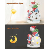 Snowman and Child Christmas Ornament Resin Figurine with Led Light Red