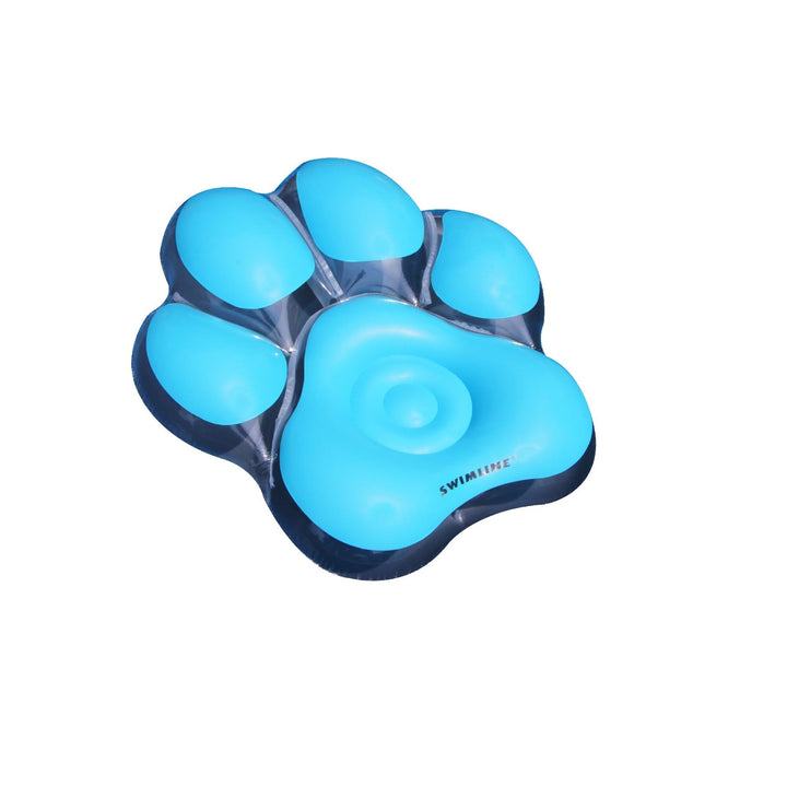 61" Inflatable Blue Pawprint Island Swimming Pool Float