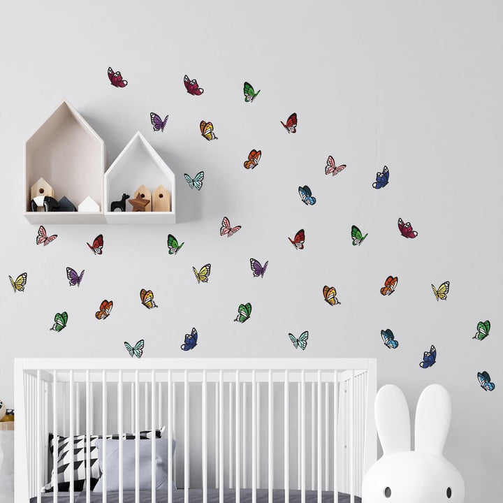 Colourful Holographic Butterflies Kids Wall Stickers Nursery DIY Art