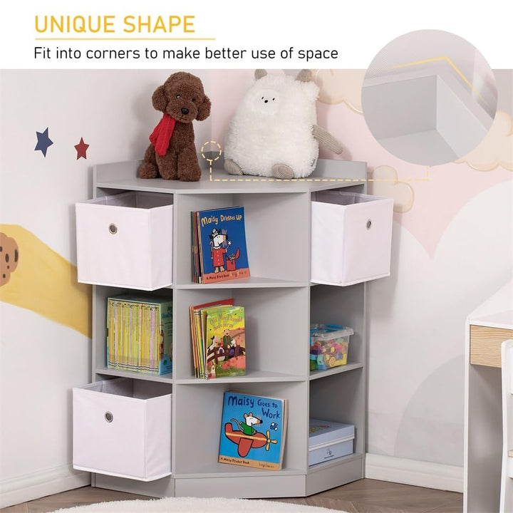 Kids Corner Cabinet Cubby Toy Storage Organizer Bookshelf W/Baskets