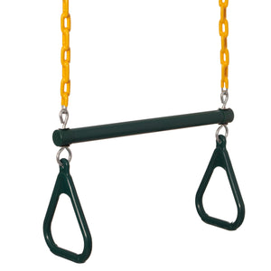 Outdoor Playground Gym Heavy Duty Kids Fun Hanging Bar Green Steel and Yellow Chain Swing Playsets Metal