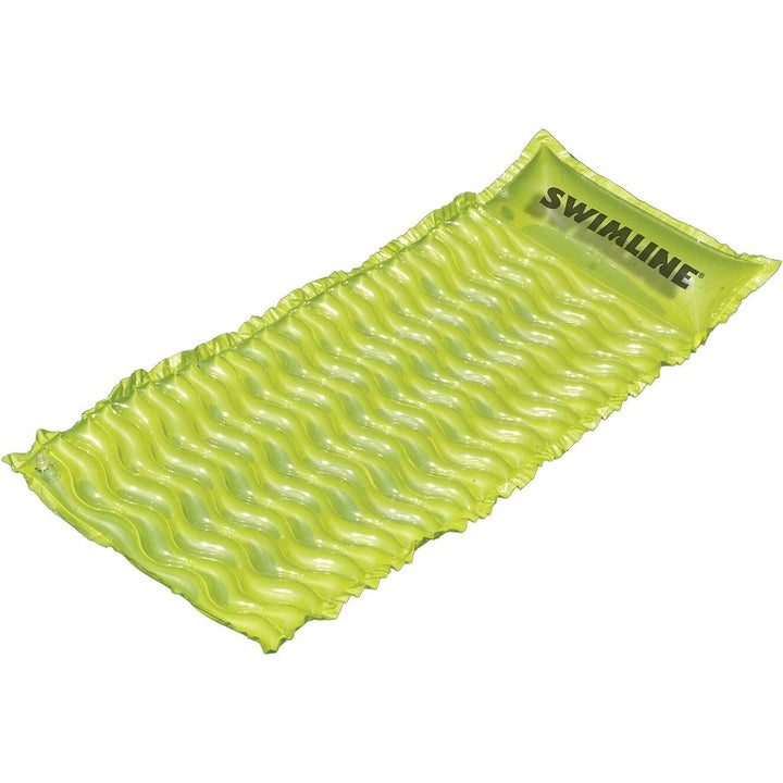 72" Inflatable Lime Green Bubble Swirled Swimming Pool Air Mattress Float Plastic