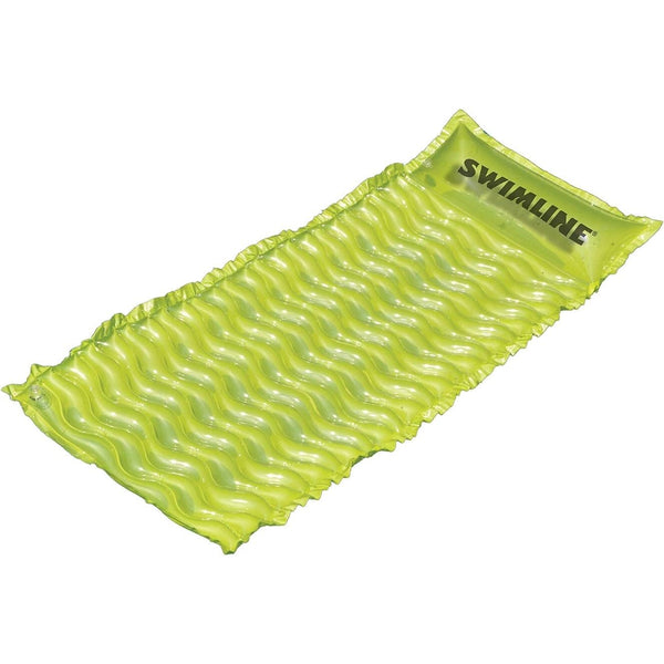 72" Inflatable Lime Green Bubble Swirled Swimming Pool Air Mattress Float Plastic